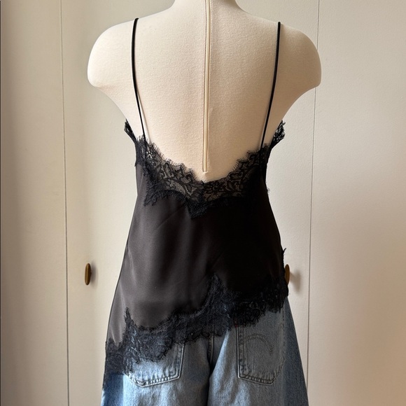 Zara Asymmetrical Black Lace Trim Cami Top - Picture 5 of 9